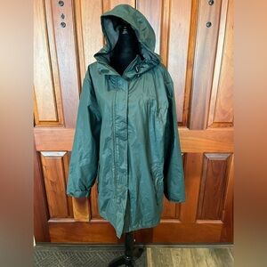Lands' End Vintage Hooded Insulated Waterproof Jacket Large (14-16) Polyvinyl